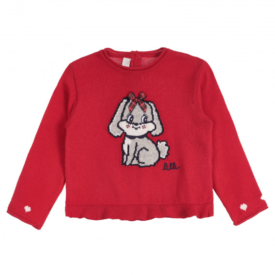 Pulover cu imprimeu câine pentru fete, roșu Chicco 264156 