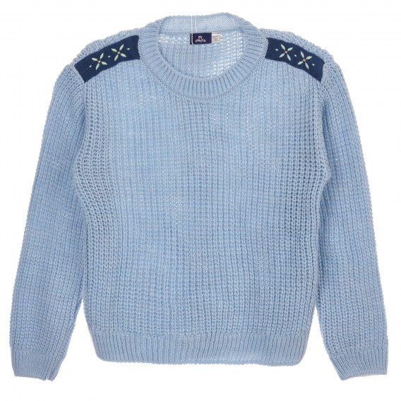 Pulover tricotat cu aplicație florală, albastru Chicco 264207 