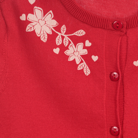 Pulover din bumbac cu imprimeu floral, roșu Chicco 264216 2