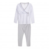 Pijamale de bumbac pentru femeile însărcinate și care alăptează în alb și gri Chicco 264227 