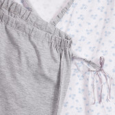 Pijamale de bumbac pentru femeile însărcinate și care alăptează în alb și gri Chicco 264229 3