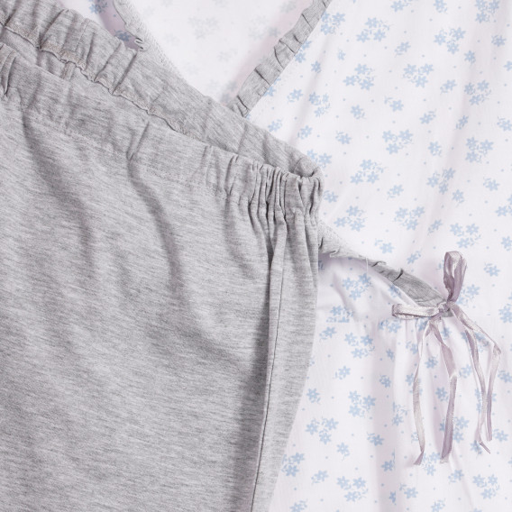 Pijamale de bumbac pentru femeile însărcinate și care alăptează în alb și gri Chicco 264229 3