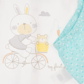Pijama din bumbac cu imprimeu pentru bebeluși, în alb și albastru Chicco 264304 3