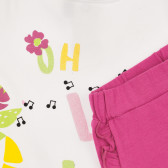 Set de tricou din bumbac și pantaloni scurți pentru bebeluși, în alb și roz Chicco 264425 3