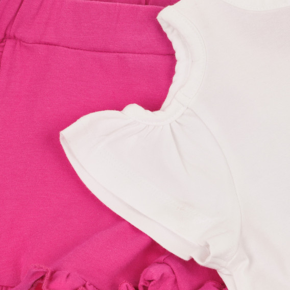 Set de tricou din bumbac și pantaloni scurți pentru bebeluși, în alb și roz Chicco 264426 4