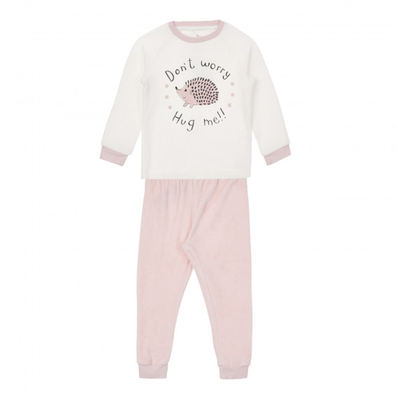 Pijama cu imprimeu arici, în alb și roz Chicco 264506 