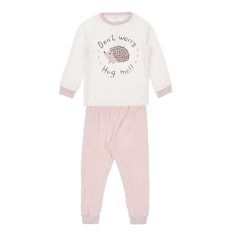 Pijama cu imprimeu arici, în alb și roz  264506
