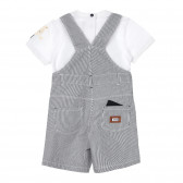 Set de salopetă din bumbac și tricou, pentru bebeluși, alb și gri Chicco 264550 4