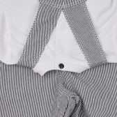 Set de salopetă din bumbac și tricou, pentru bebeluși, alb și gri Chicco 264551 2