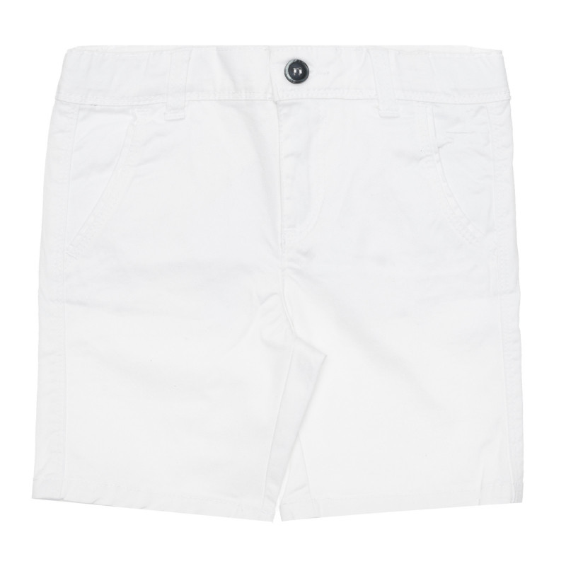 Pantaloni scurți din bumbac pentru bebeluși, albi cu capse negre  265111