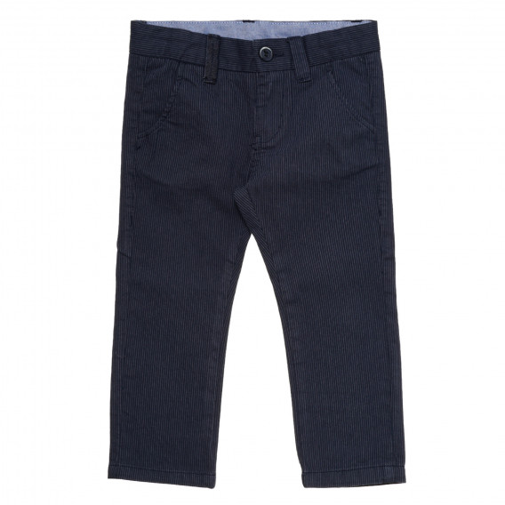 Pantaloni pentru bebeluși cu dungi, de bumbac, albaștri Chicco 265168 