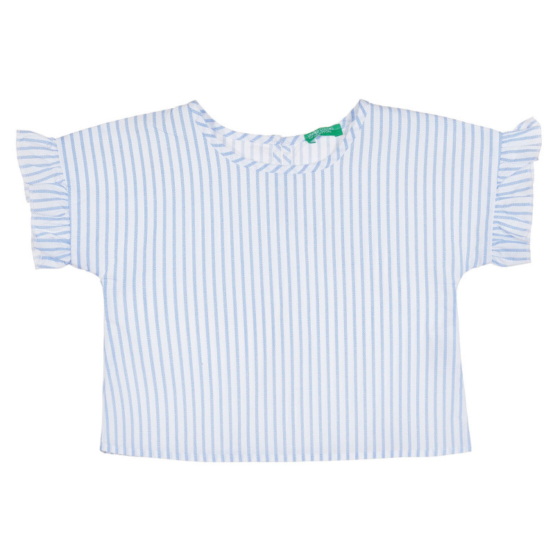 Bluză din bumbac cu mâneci scurte în dungi albe și albastre  265260