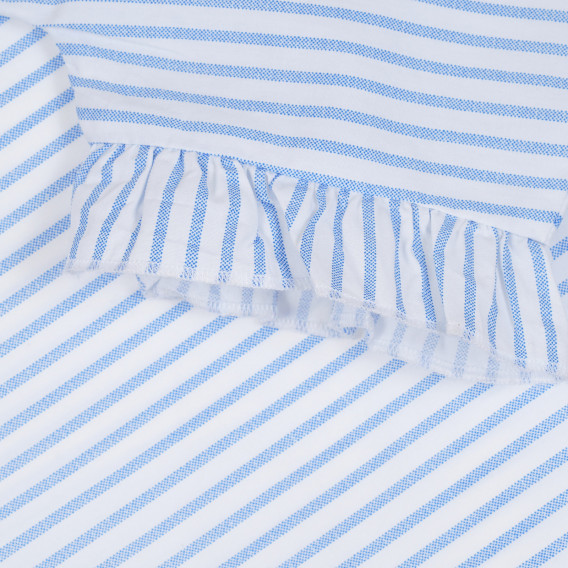Bluză din bumbac cu mâneci scurte în dungi albe și albastre Benetton 265261 2