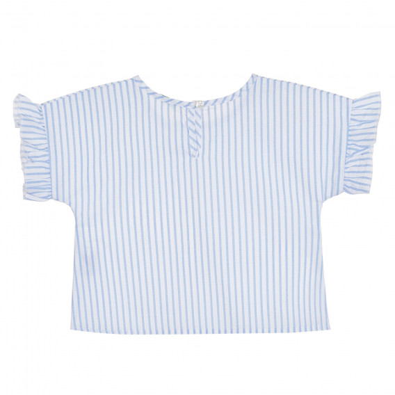 Bluză din bumbac cu mâneci scurte în dungi albe și albastre Benetton 265263 4