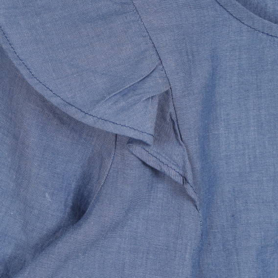 Bluză din bumbac cu mâneci lungi și volane, albastră Benetton 265265 2