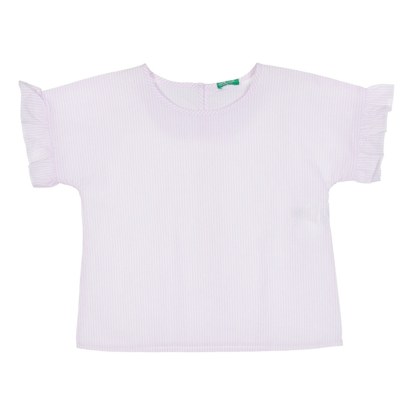 Bluză din bumbac cu mâneci scurte în dungi albe și roz  265268