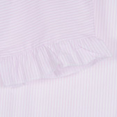 Bluză din bumbac cu mâneci scurte în dungi albe și roz Benetton 265269 2