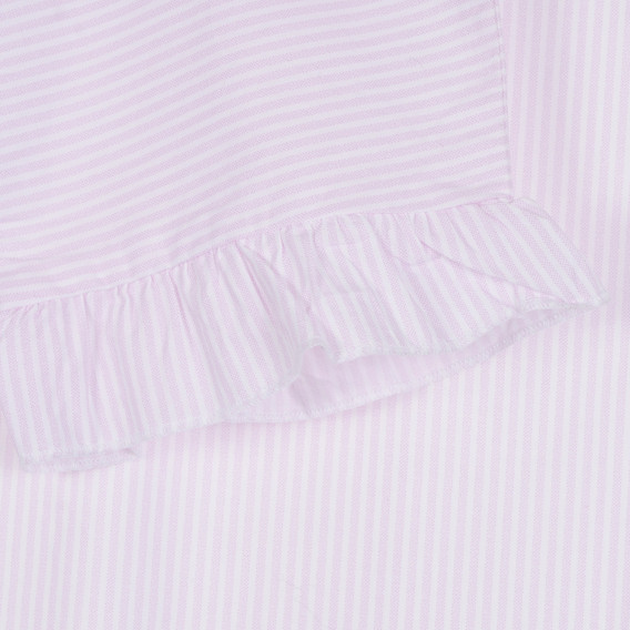 Bluză din bumbac cu mâneci scurte în dungi albe și roz Benetton 265269 2
