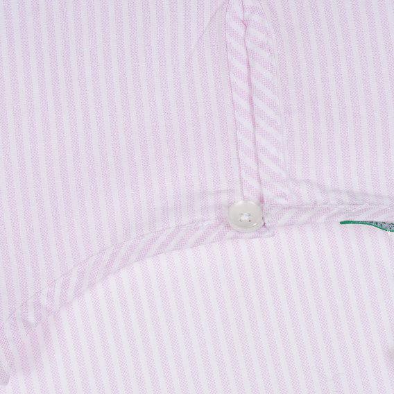 Bluză din bumbac cu mâneci scurte în dungi albe și roz Benetton 265270 3