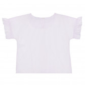 Bluză din bumbac cu mâneci scurte în dungi albe și roz Benetton 265271 4
