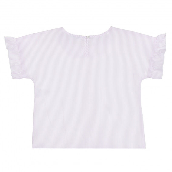 Bluză din bumbac cu mâneci scurte în dungi albe și roz Benetton 265271 4