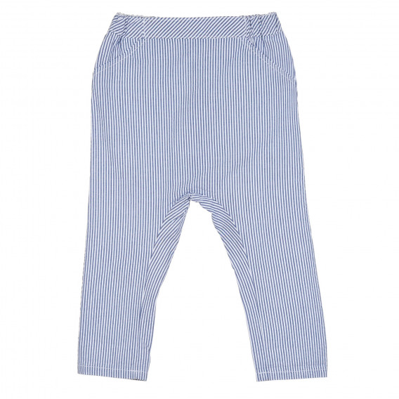 Pantaloni de bumbac în dungi albastre și albe pentru bebeluși Benetton 265292 