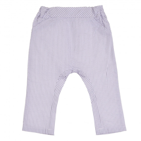 Pantaloni de bumbac în dungi gri și albe pentru bebeluși Benetton 265311 