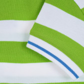 Tricou de bumbac în dungi verzi și albe cu accent albastru Benetton 265336 3
