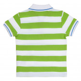 Tricou de bumbac în dungi verzi și albe cu accent albastru Benetton 265337 4