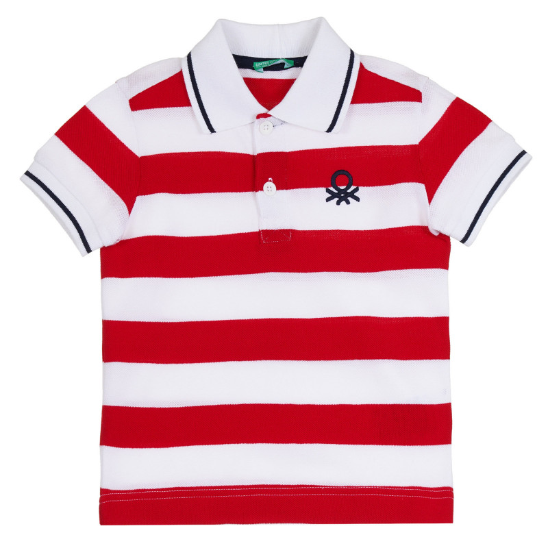 Tricou din bumbac cu guler în dungi roșii și albe  265350