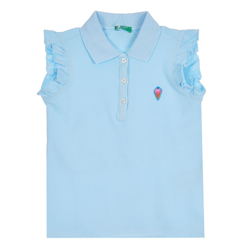 Bluză din bumbac cu guler și bucle, albastru deschis  265366