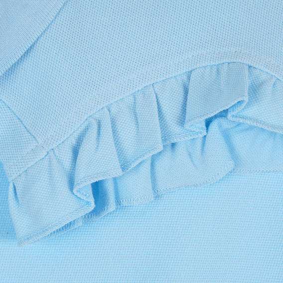 Bluză din bumbac cu guler și bucle, albastru deschis Benetton 265368 3