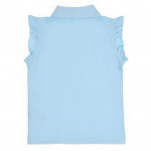 Bluză din bumbac cu guler și bucle, albastru deschis Benetton 265369 4