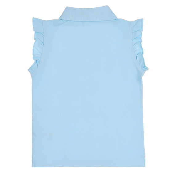 Bluză din bumbac cu guler și bucle, albastru deschis Benetton 265369 4