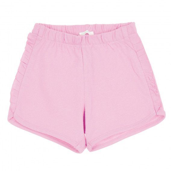 Pantaloni scurți din bumbac cu margine pentru fete, roz deschis Benetton 265370 