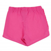 Pantaloni scurți din bumbac cu margine, de culoare roz Benetton 265375 3