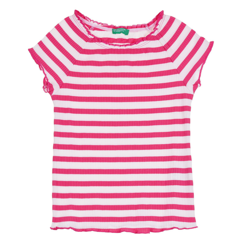 Bluză cu mâneci scurte în dungi roz și albe  265380