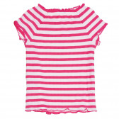 Bluză cu mâneci scurte în dungi roz și albe Benetton 265382 3