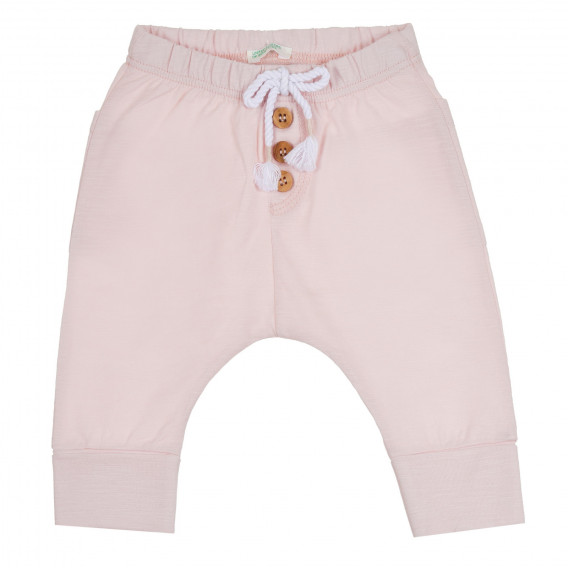 Pantaloni din bumbac cu nasturi decorativi pentru bebeluși, roz deschis Benetton 265383 