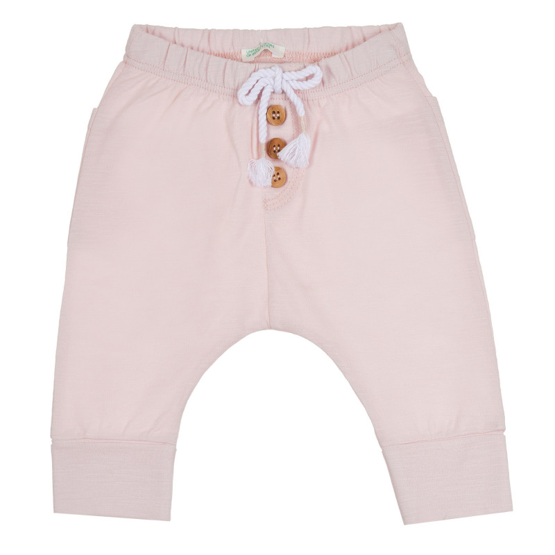 Pantaloni din bumbac cu nasturi decorativi pentru bebeluși, roz deschis  265383