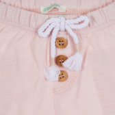 Pantaloni din bumbac cu nasturi decorativi pentru bebeluși, roz deschis Benetton 265384 2