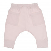 Pantaloni din bumbac cu nasturi decorativi pentru bebeluși, roz deschis Benetton 265386 4