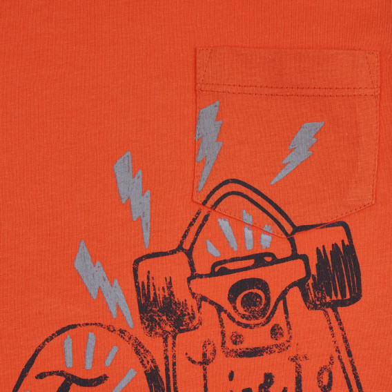 Tricou din bumbac cu imprimeu skateboard pentru copii, portocaliu Benetton 265403 2