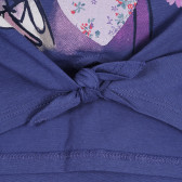 Tricou din bumbac cu panglică și imprimeu pentru fete, bleumarin Benetton 265408 3