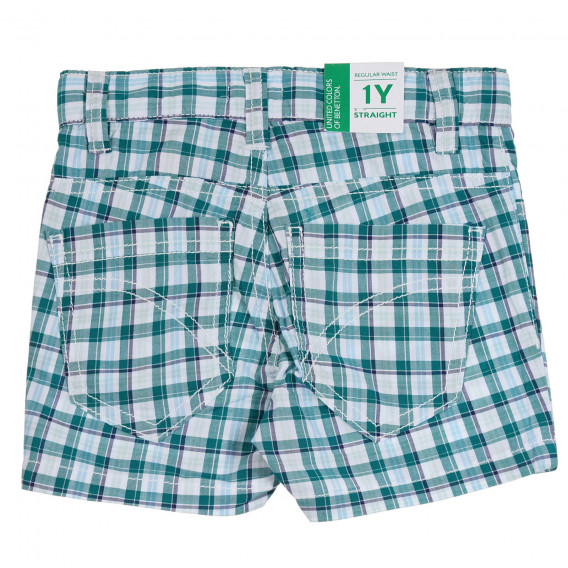 Pantaloni scurți din bumbac în carouri verzi și albe Benetton 265447 3