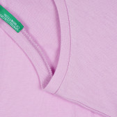 Bluza din bumbac cu mâneci scurte și volane, violet Benetton 265450 3
