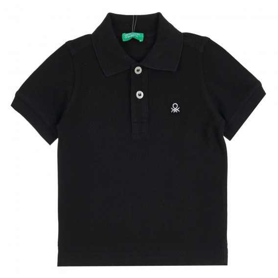 Tricou din bumbac cu mâneci scurte și guler, negru Benetton 265464 
