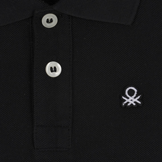 Tricou din bumbac cu mâneci scurte și guler, negru Benetton 265465 2
