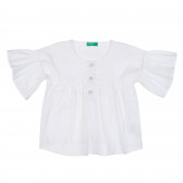 Bluză cu mâneci scurte și nasturi, albă Benetton 265475 