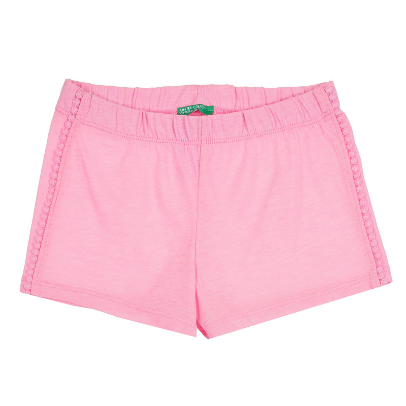 Pantaloni scurți din bumbac cu margine decorativă, roz deschis  265535